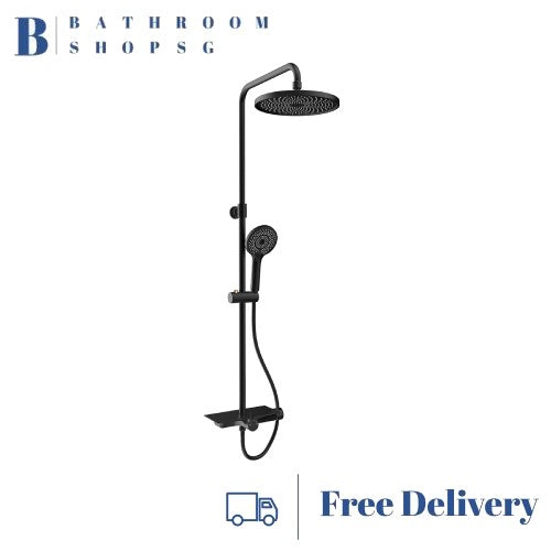 Rubine DECKOS U2 Round Rainshower Column with Shelf RSC-DECKOS-U2 Chrome | Matt Black Rainshower Set