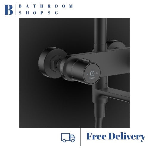 Rubine PUSHSTOP Round Rainshower Set RSC-PUSHSTOP-R61BK Matt Black