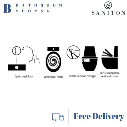 Saniton Alyssa ST2611 Wall Hung Toilet Bowl with Seat and Cover