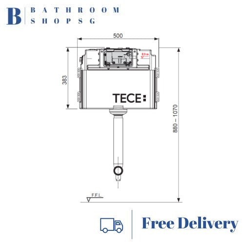 TECE 9370223 Uni Box Universal Concealed Cistern Adjustable 880-1070mm