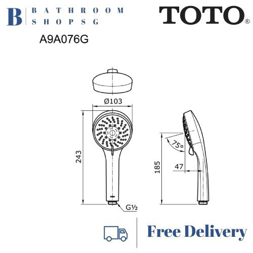 TOTO Rei 5S Massage Hand Shower A9A076G
