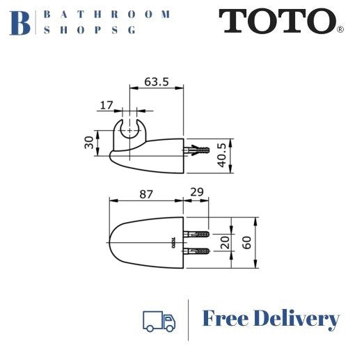 TOTO Cocktail Shower Holder Chrome A9A101ZYR