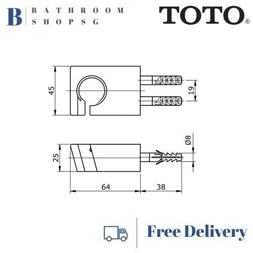 TOTO Natura Shower Holder Chrome S81028M | TOTO Bathroom Accessories