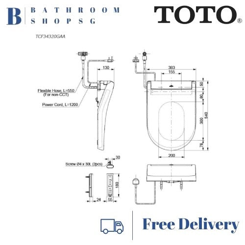TOTO S5 Washlet TCF34320GAA Electric Bidet Seat and Cover