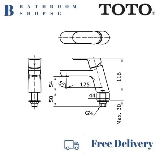 TOTO UMI Single Lever Lavatory Faucet Cold Only TX109LU | TOTO Basin Mixer