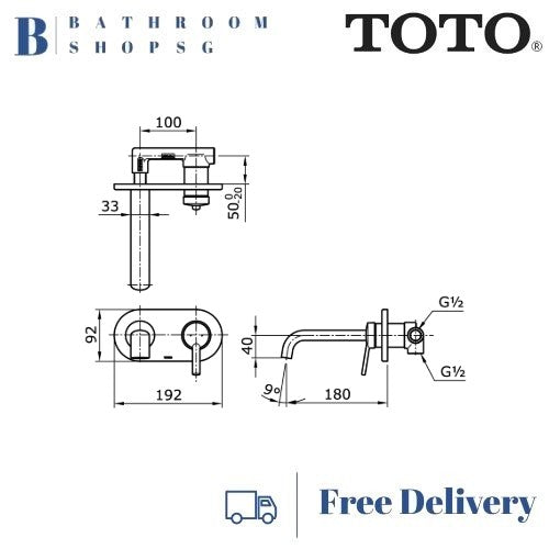 TOTO Vasil Wall Mounted Single Lever Lavatory Faucet TX120LV | TOTO Basin Mixer