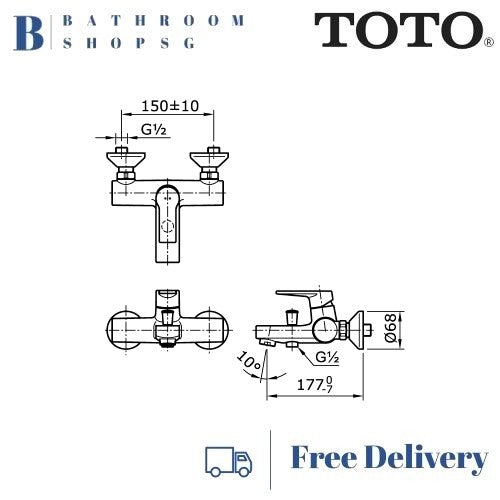 TOTO Jazz Single Lever Bath & Shower Mixer Without Hand Shower Set TX432SJV1
