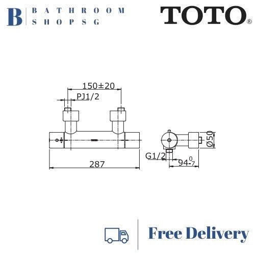TOTO EGO | Thermostat Bath and Shower Mixer without Handshower Set TX450SEV1