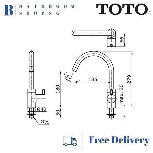 TOTO TX606KES Ego || Single Lever Kitchen Faucet Cold Only | Toto Kitchen Sink Mixer