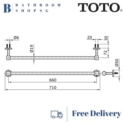 TOTO TX701AEZ Hand Towel Bar | Toto Bathroom Accessories