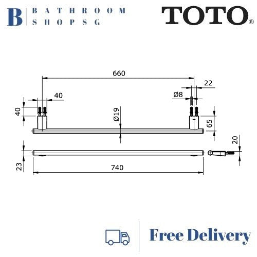 TOTO TX701ARR Rei R Series Hand Towel Bar | Toto Bathroom Accessories