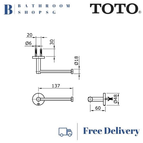 TOTO Ego || Toilet Paper Holder TX703AES | Toto Bathroom Accessories