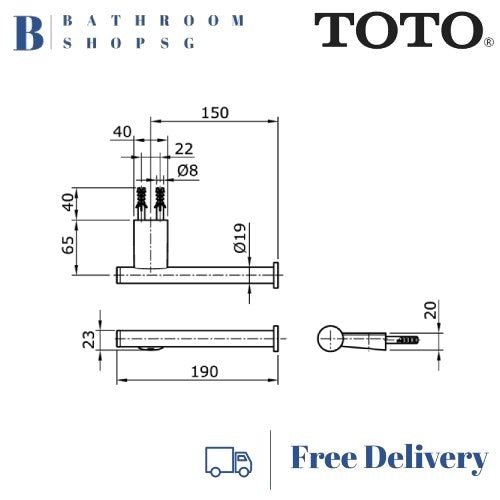 TOTO Rei R Series Toilet Paper Holder TX703ARR | Toto Bathroom Accessories