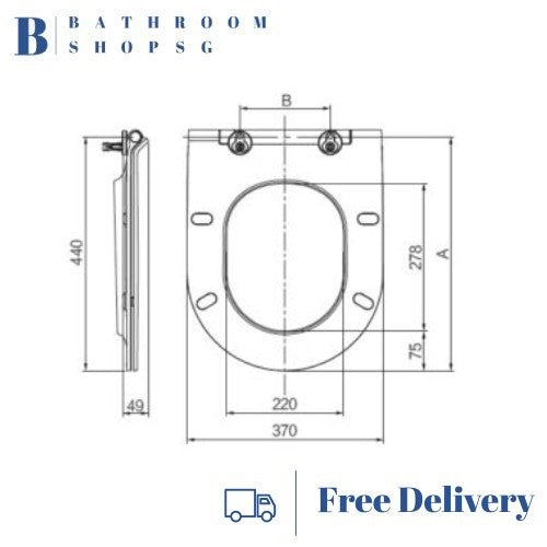 Toilet Seat Cover TS3867U | UREA Soft Close D Shape Toilet Seat
