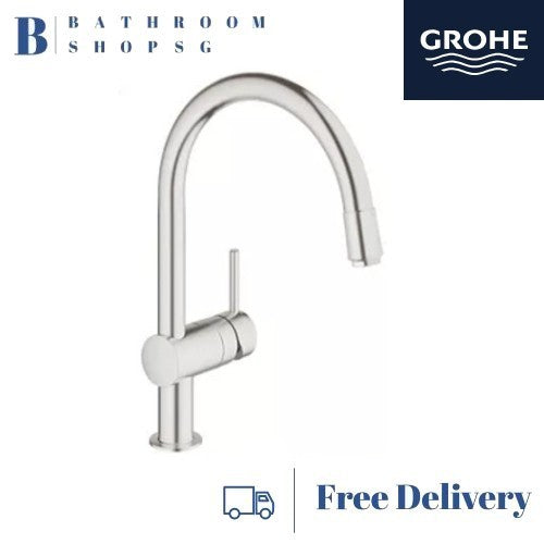 Grohe Minta SuperSteel C-spout Single-Lever Sink Mixer 32918DC0