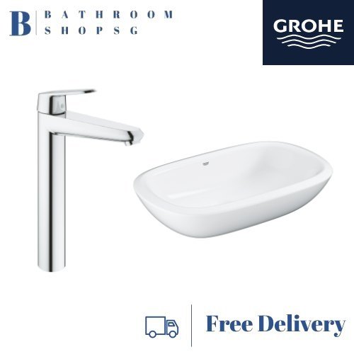 Grohe Eurostyle Vessel Basin 50 Alpine White 39216000 Bundle with Grohe Eurodisc Cosmopolitan basin mixer 23432000