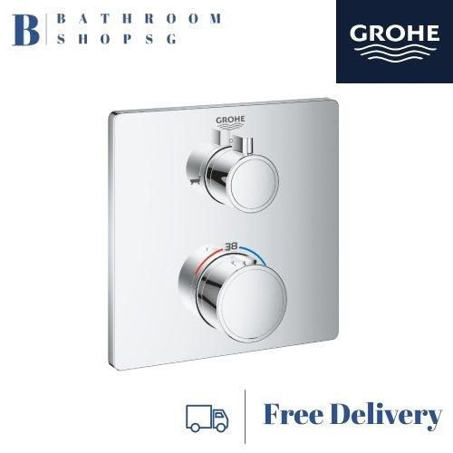 GROHE 24080000 Grohtherm Thermostatic bath tub mixer for 2 outlet with integrated shut off-diverter