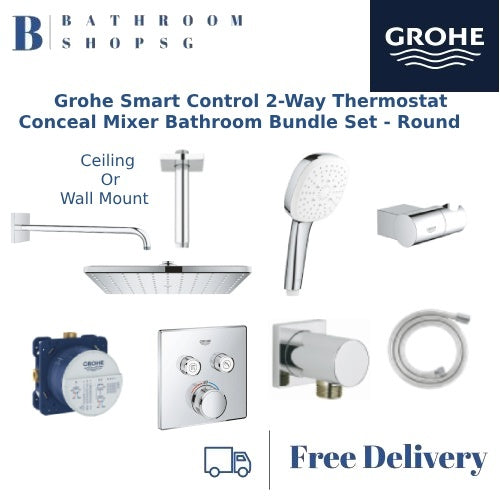 Grohe Smart Control 2-way Thermostat Conceal Mixer Bathroom Bundle Set - Cube | Grohe 35600 29124