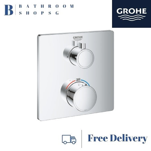 GROHE Grohtherm Thermostatic Shower Mixer for 1 outlet with shut off valve | Grohe 24078000
