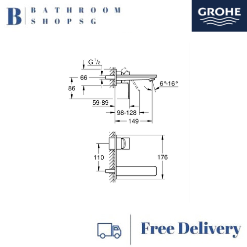 Grohe Lineare 2-Hole Basin Mixer M-Size 19409AL1 Brushed Hard Graphite - image 2