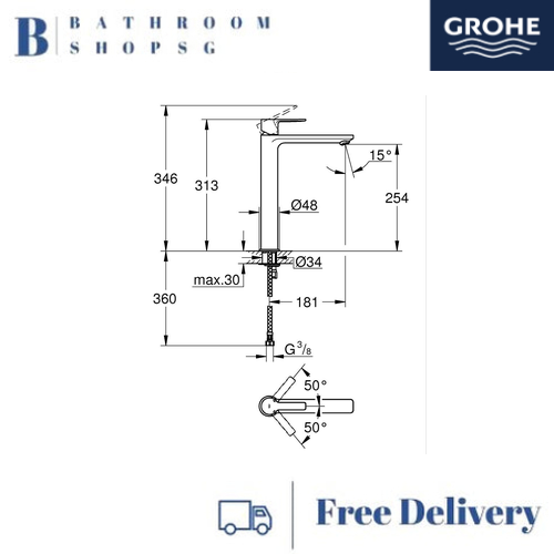 Grohe Lineare Single-Lever Basin Mixer 1/2" XL-Size 23405GL1 Cool Sunrise - image 2