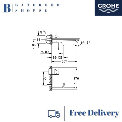 Grohe Lineare 2-Hole Basin Mixer L-Size 23444AL1 Brushed Hard Graphite - image 4