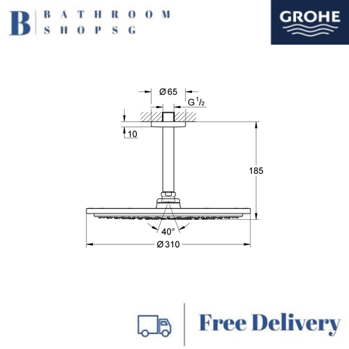 Grohe Rainshower Cosmopolitan 310 Head Shower Set 26067GL0 Cool Sunrise - image 2