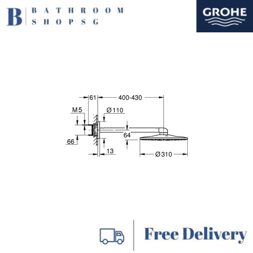 Grohe Rainshower SmartActive 310 Head Shower Set 430 mm, 2 Sprays 26475DA0 Warm Sunset - image 2