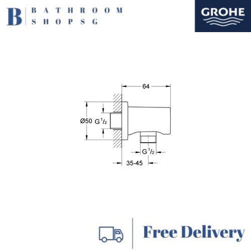 Grohe Rainshower Shower Outlet Elbow, 1/2" 27057DC0 Supersteel Infinity Finish - image 4