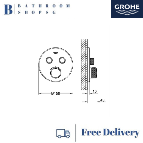 Grohe Grohtherm SmartControl Thermostat for Concealed Installation with 2 Valves 29119AL0 Brushed Hard Graphite - image 2