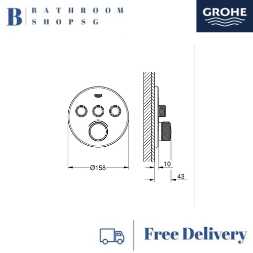 Grohe Grohtherm SmartControl Thermostat for Concealed Installation with 3 Valves 29121DAC Warm Sunset - image 2