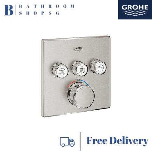 Grohe Grohtherm SmartControl Thermostat for Concealed Installation with 3 Valves 29126DCC Supersteel Infinity Finish - image 1