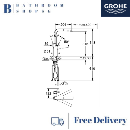 Grohe Essence Single-Lever Sink Mixer 1/2" 30270AL0 Brushed Hard Graphite - image 2