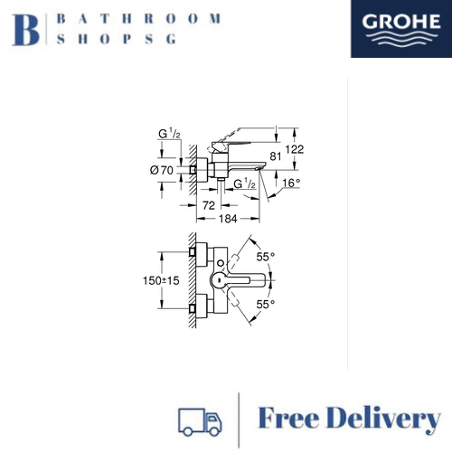 Grohe Lineare Single-Lever Bath/Shower Mixer 33849AL1 Brushed Hard Graphite - image 4