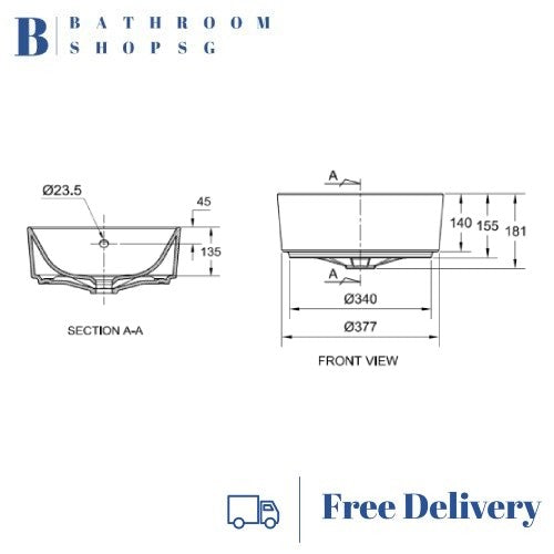 American Standard Acacia Evolution Round Vessel Wash Basin CL0509I