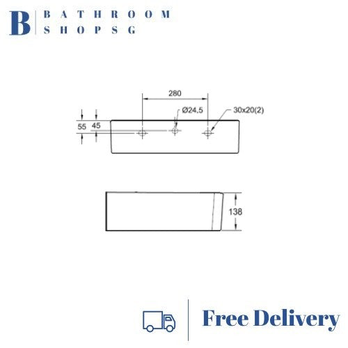 American Standard Concept Cube Wall Hung Wash Basin CL0550I