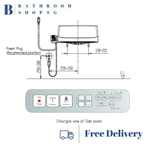 American Standard Pristine Electric Bidet Seat with Side Panel CEAS7SL1-0100510P0