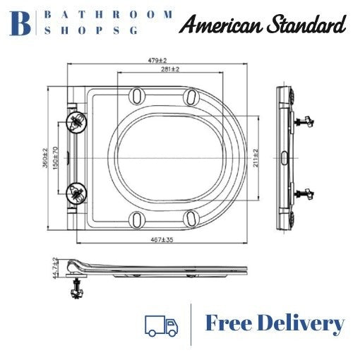 American Standard Slow Closing Seat and Cover CL6158M-6D For Cygnet Hygiene Rim Toilet Bowl
