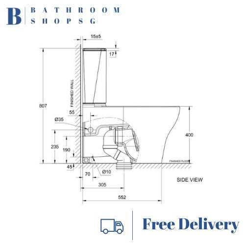 American Standard Cygnet Hygiene Rim Close Coupled Toilet CL26255 bundle with Axisse Bidet CL6002E