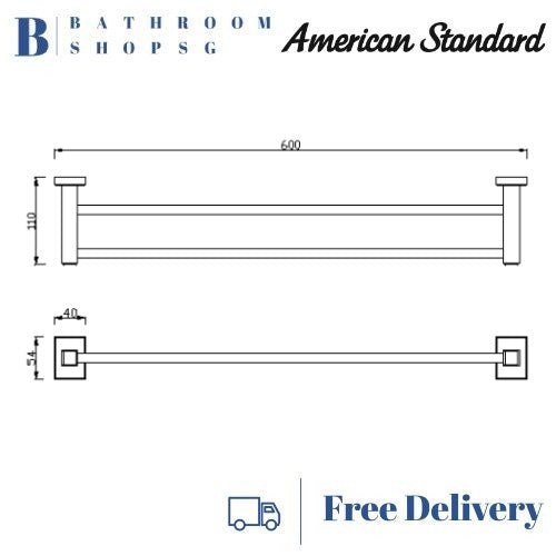 American Standard Concept Square Double Towel Bar FFAS0494-908500BC0 | Bathroom Accessories