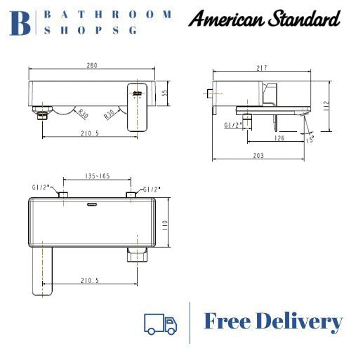 American Standard Acacia Evolution Exposed Bath & Shower Mixer FFAS1311-602500BF0