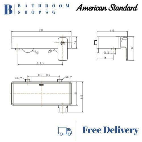 American Standard Acacia Evolution Exposed Shower Mixer FFAS1312