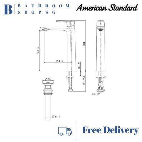 American Standard Signature Extended Basin Mixer With Pop-up Drain FFAS1702-1015L0BC0