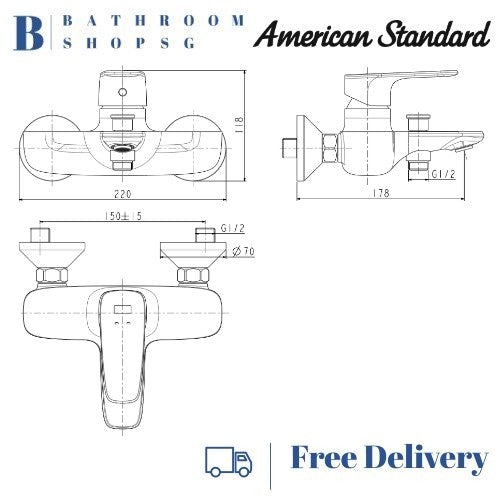 American Standard Signature Exposed Bath & Shower Mixer  FFAS1711-609500BC0