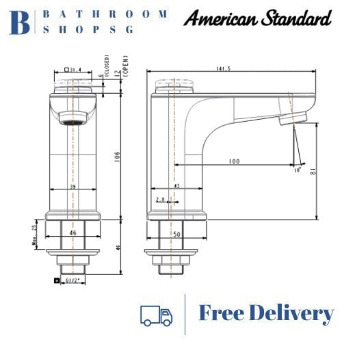 American Standard EasyFLO Basin Mixer Mono FFAST823 | Bathroom Faucet Chrome | Matt Black | Glossy White