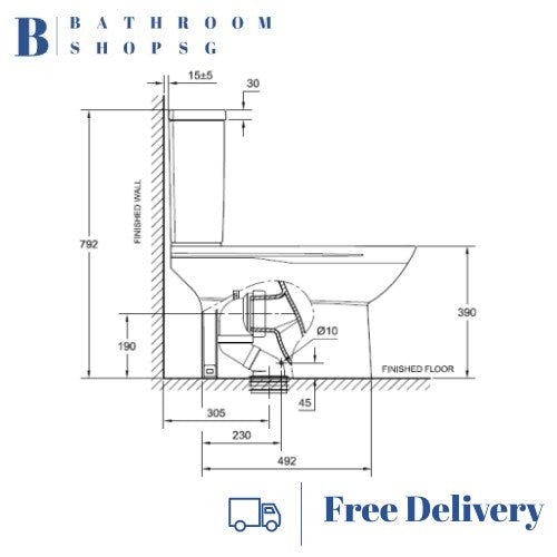 American Standard Neo Modern Close Coupled Toilet Bowl with Seat and Cover CL26305