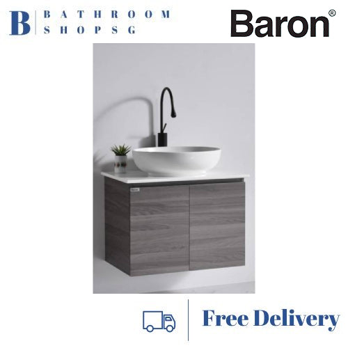 Baron A107-ST Solid Top with Top Mount Ceramic Basin Two Door Stainless Steel Cabinet Set