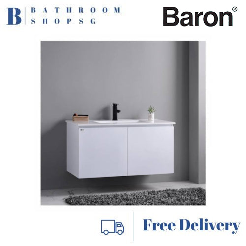 Baron A110 Built-in Ceramic Basin Two Big Door Stainless Steel Cabinet 100cm
