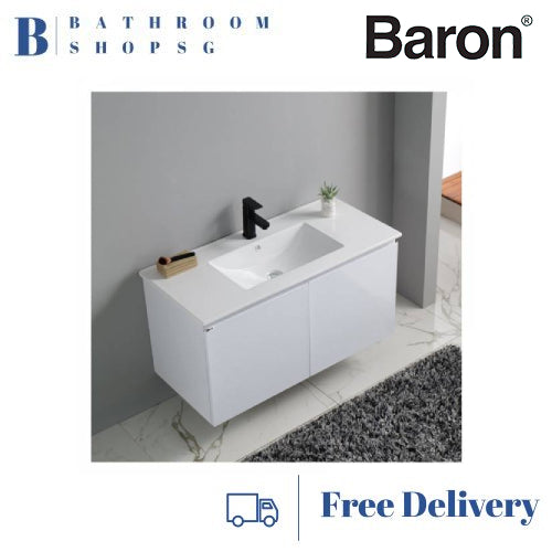 Baron A110 Built-in Ceramic Basin Two Big Door Stainless Steel Cabinet 100cm