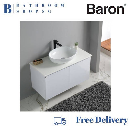 Baron A110-ST Solid Top with Top Mount Basin Two Door Stainless Steel Cabinet Set 100cm